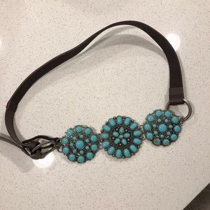 Boston Proper brown leather and turquoise belt
